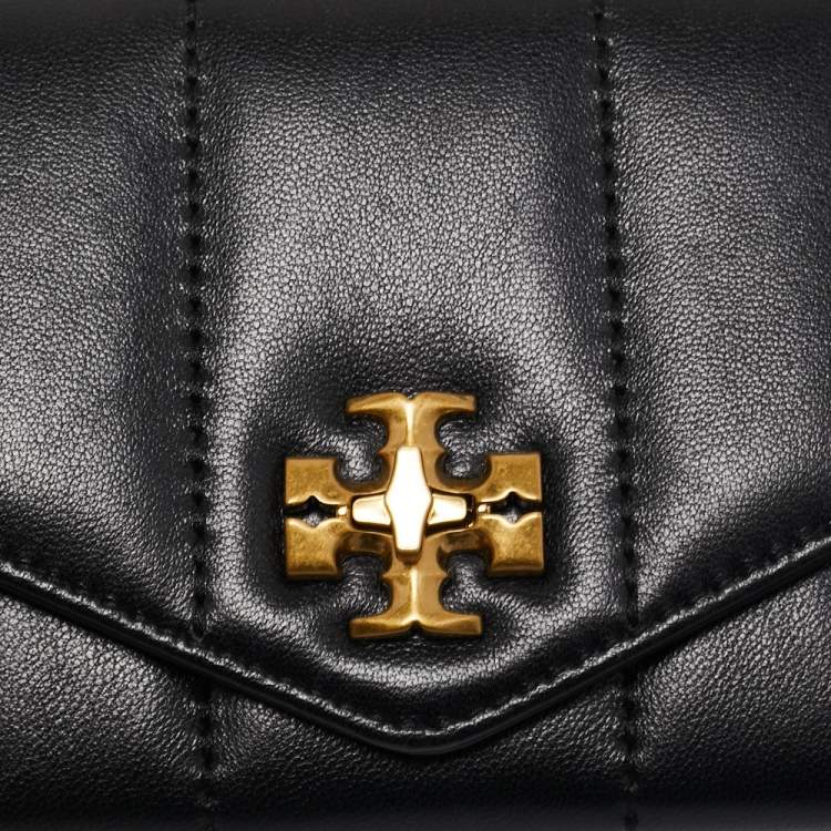 Pre Owned Tory Burch Black Quilted Leather Kira Envelope Wallet