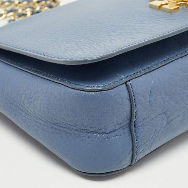 Pre Owned Tory Burch Sapphire Blue Leather Britten Shoulder Bag