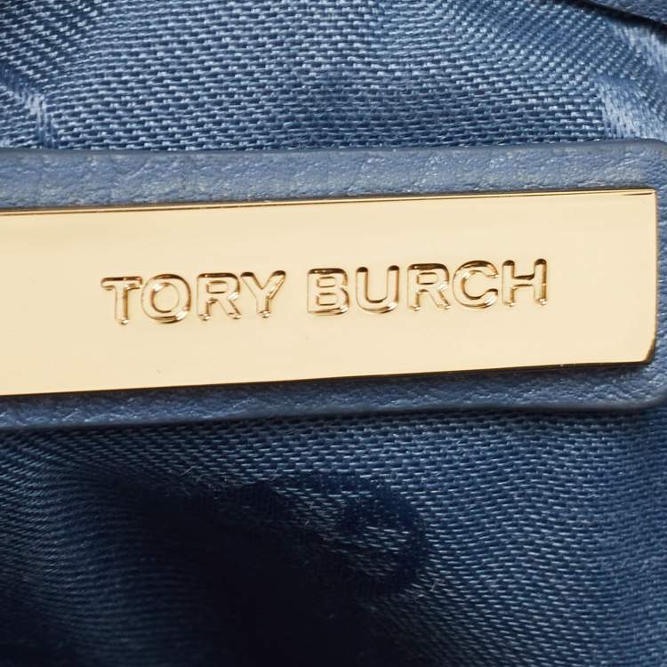 Pre Owned Tory Burch Sapphire Blue Leather Britten Shoulder Bag