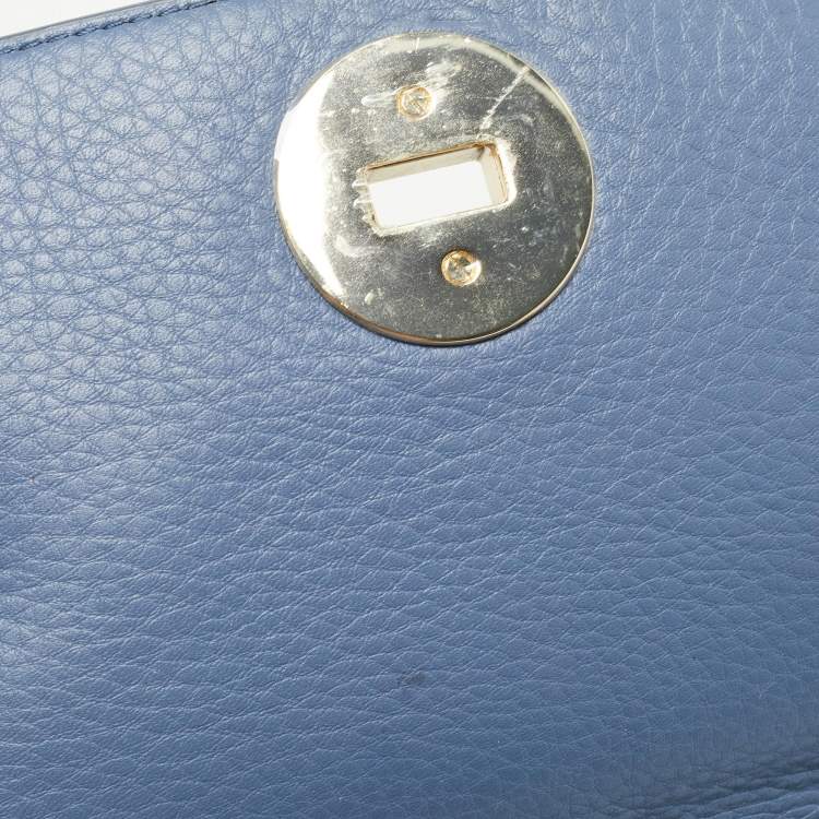 Pre Owned Tory Burch Sapphire Blue Leather Britten Shoulder Bag