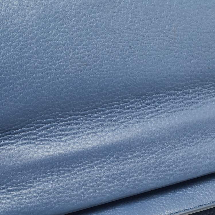 Pre Owned Tory Burch Sapphire Blue Leather Britten Shoulder Bag