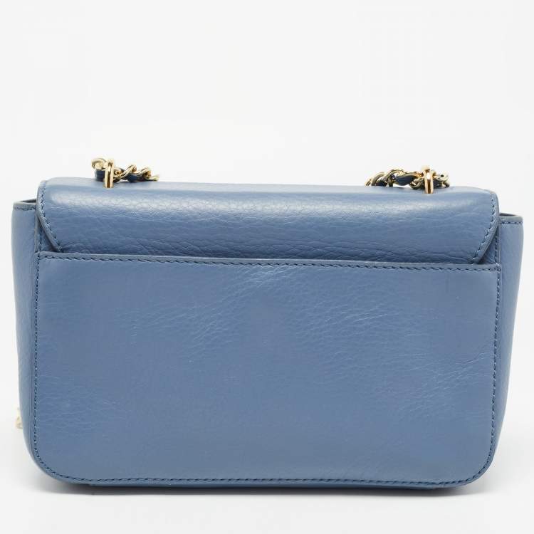 Pre Owned Tory Burch Sapphire Blue Leather Britten Shoulder Bag