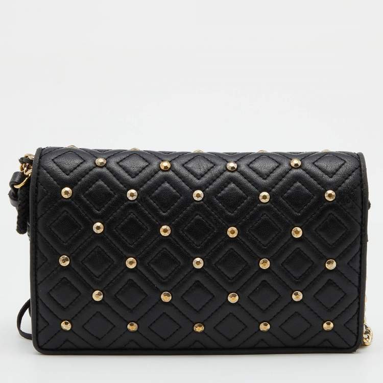 Pre Owned Tory Burch Black Quilted Leather Flap Chain Shoulder Bag