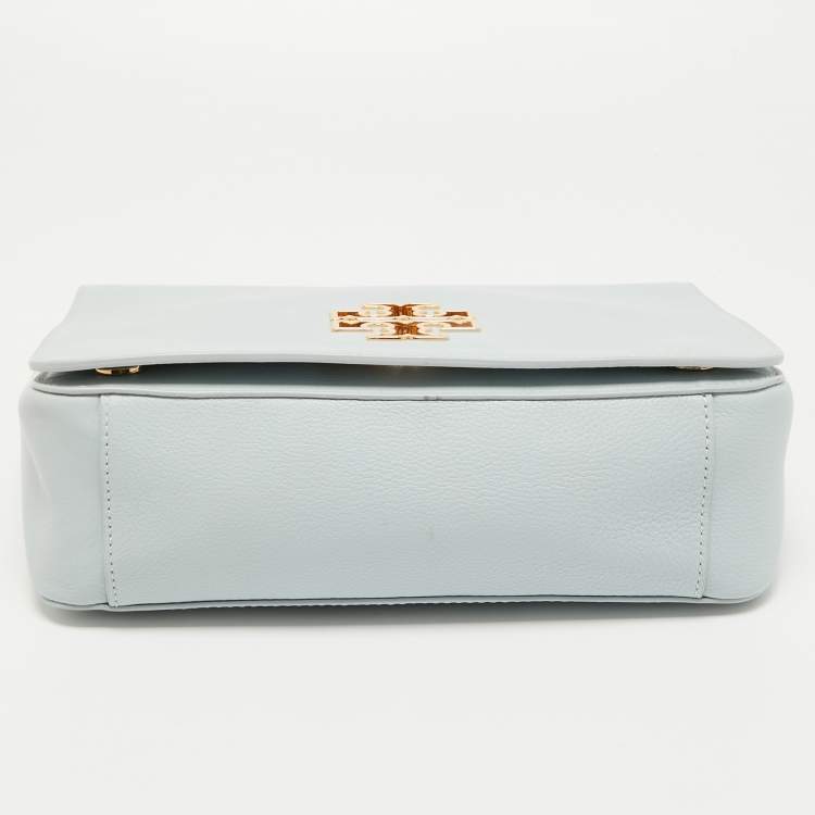 Pre Owned Tory Burch Sky Blue Leather Large Britten Flap Shoulder Bag
