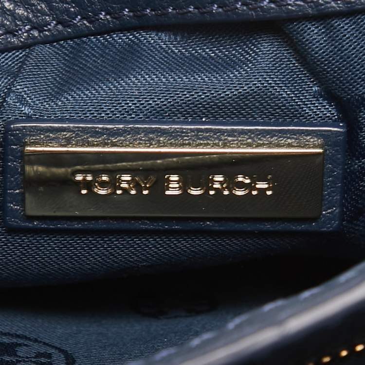 Pre Owned Tory Burch Dark Blue Leather Britten Flap Crossbody Bag