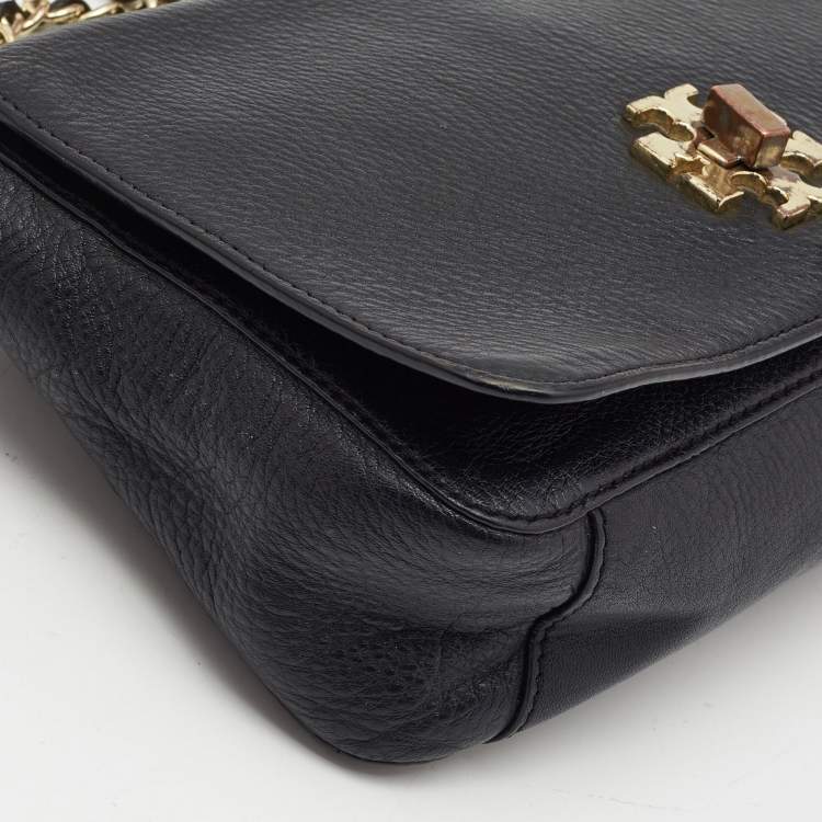 Pre Owned Tory Burch Black Leather Kira Flap Crossbody Bag