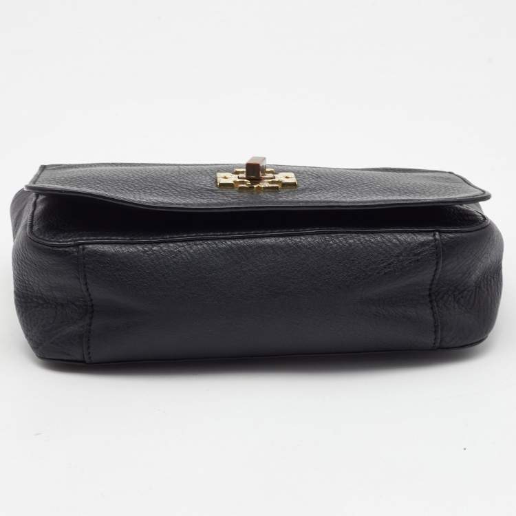Pre Owned Tory Burch Black Leather Kira Flap Crossbody Bag
