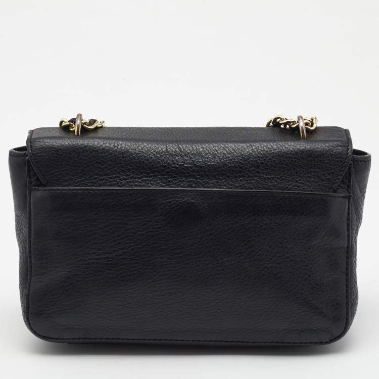 Pre Owned Tory Burch Black Leather Kira Flap Crossbody Bag