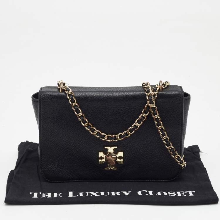 Pre Owned Tory Burch Black Leather Kira Flap Crossbody Bag