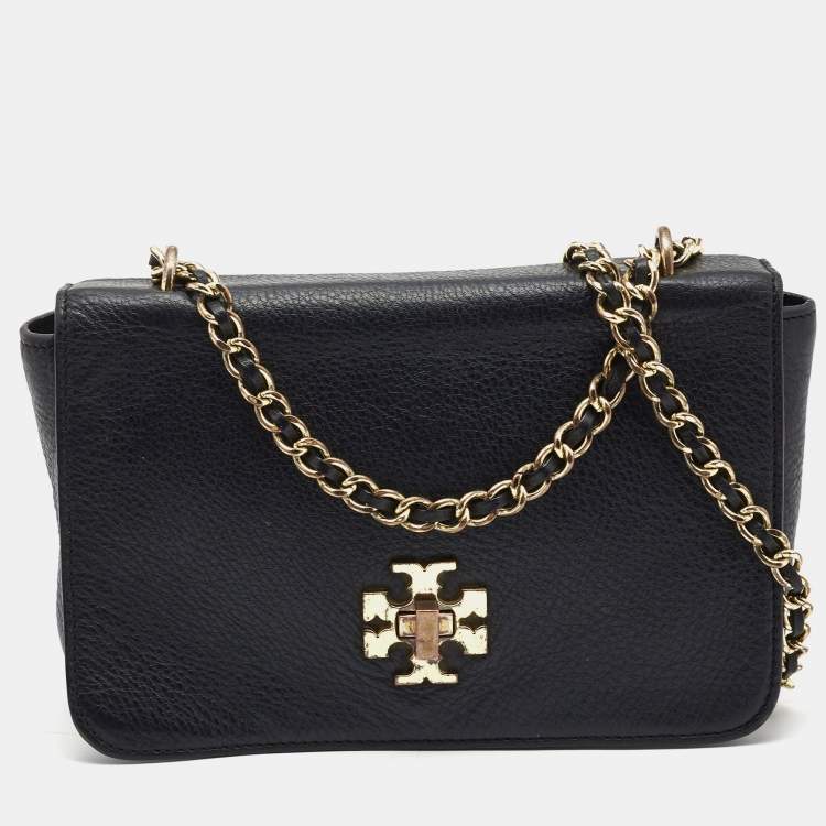 Pre Owned Tory Burch Black Leather Kira Flap Crossbody Bag