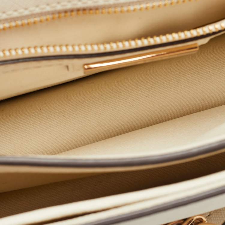 Pre Owned Tory Burch White Leather Robinson Crossbody Bag