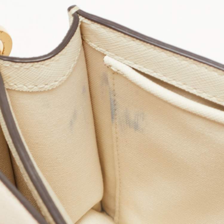 Pre Owned Tory Burch White Leather Robinson Crossbody Bag