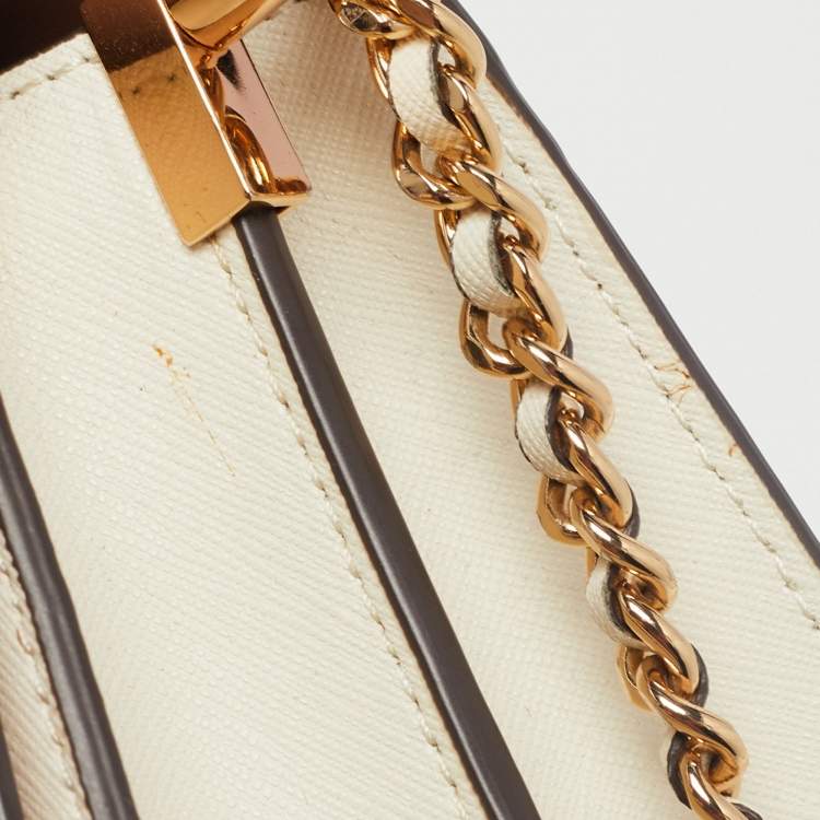 Pre Owned Tory Burch White Leather Robinson Crossbody Bag