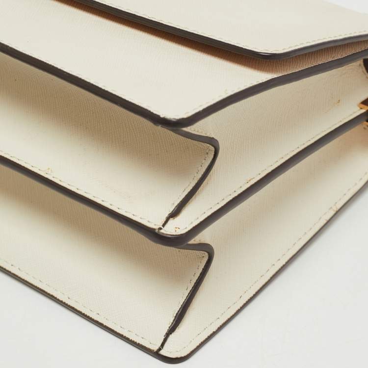 Pre Owned Tory Burch White Leather Robinson Crossbody Bag