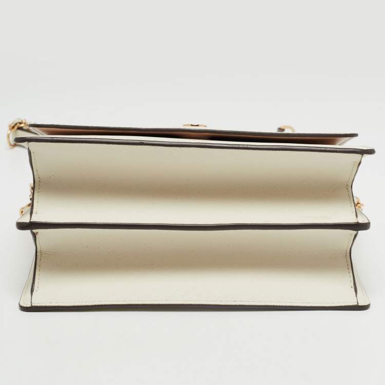 Pre Owned Tory Burch White Leather Robinson Crossbody Bag