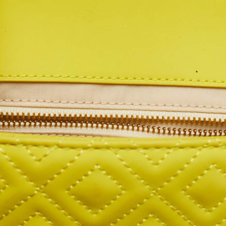 Pre Owned Tory Burch Yellow Leather Small Fleming Shoulder Bag