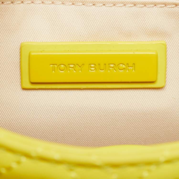 Pre Owned Tory Burch Yellow Leather Small Fleming Shoulder Bag