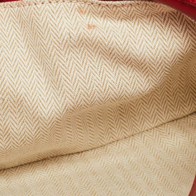 Pre Owned Tory Burch Red Chevron Quilted Leather Kira Wallet On Chain