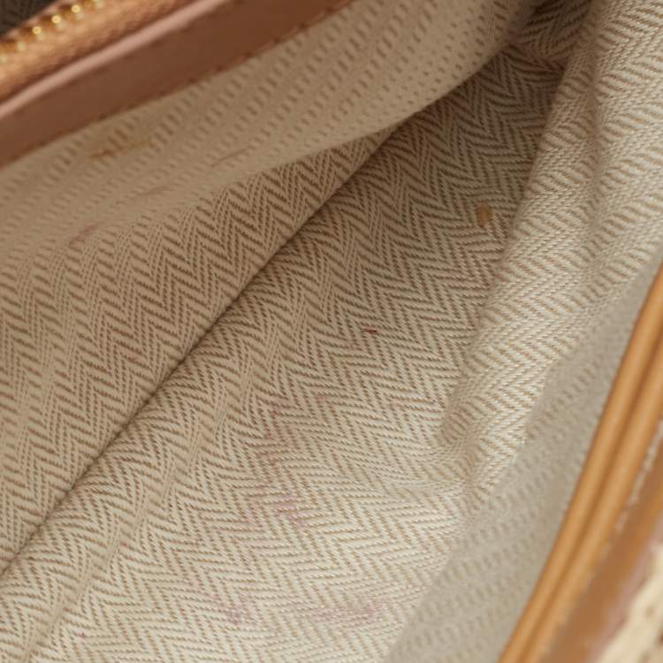 Pre Owned Tory Burch Beige Raffia Crochet Small Kira Shoulder Convertible Bag