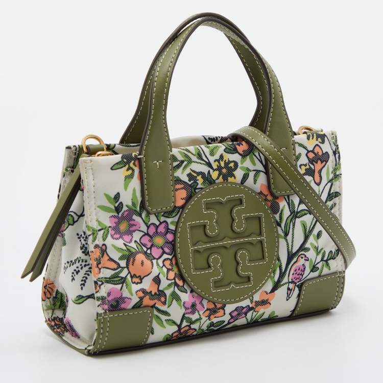 Pre Owned Tory Burch Multicolor Floral Print Canvas and Leather Ella Crossbody Bag