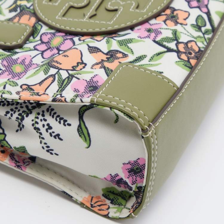 Pre Owned Tory Burch Multicolor Floral Print Canvas and Leather Ella Crossbody Bag