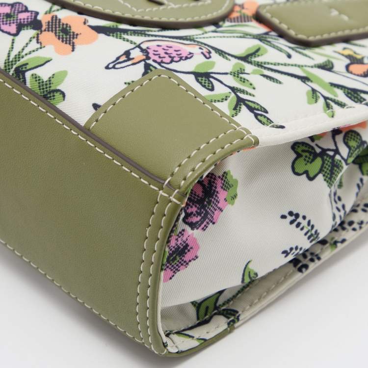 Pre Owned Tory Burch Multicolor Floral Print Canvas and Leather Ella Crossbody Bag
