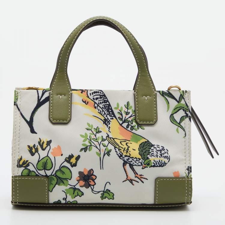 Pre Owned Tory Burch Multicolor Floral Print Canvas and Leather Ella Crossbody Bag