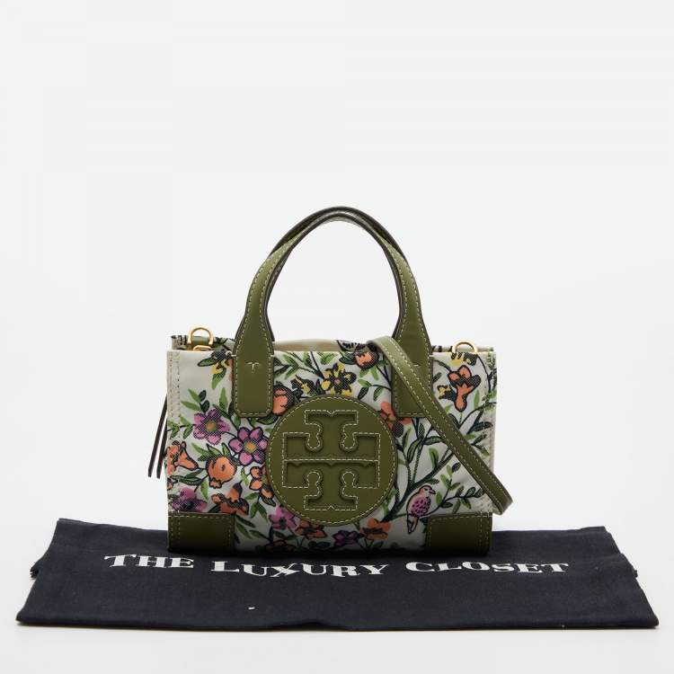 Pre Owned Tory Burch Multicolor Floral Print Canvas and Leather Ella Crossbody Bag