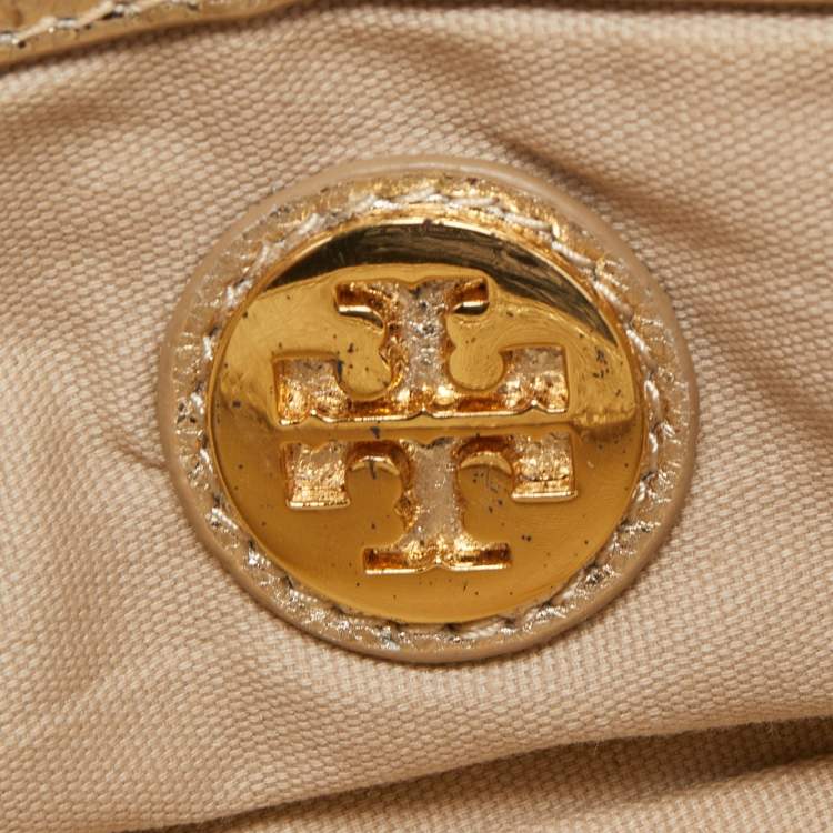 Pre Owned Tory Burch Gold Leather Chain Crossbody Bag