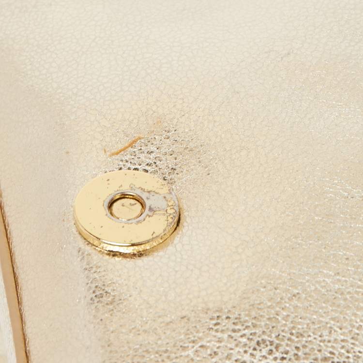 Pre Owned Tory Burch Gold Leather Chain Crossbody Bag