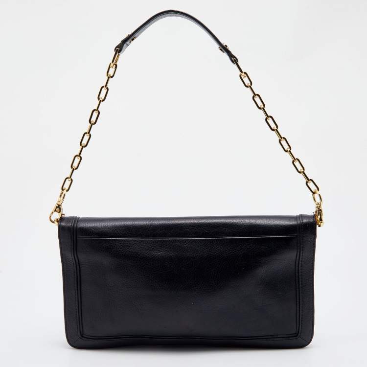 مملوكة مسبقًا Tory Burch Black Leather Reva Flap Shoulder Bag