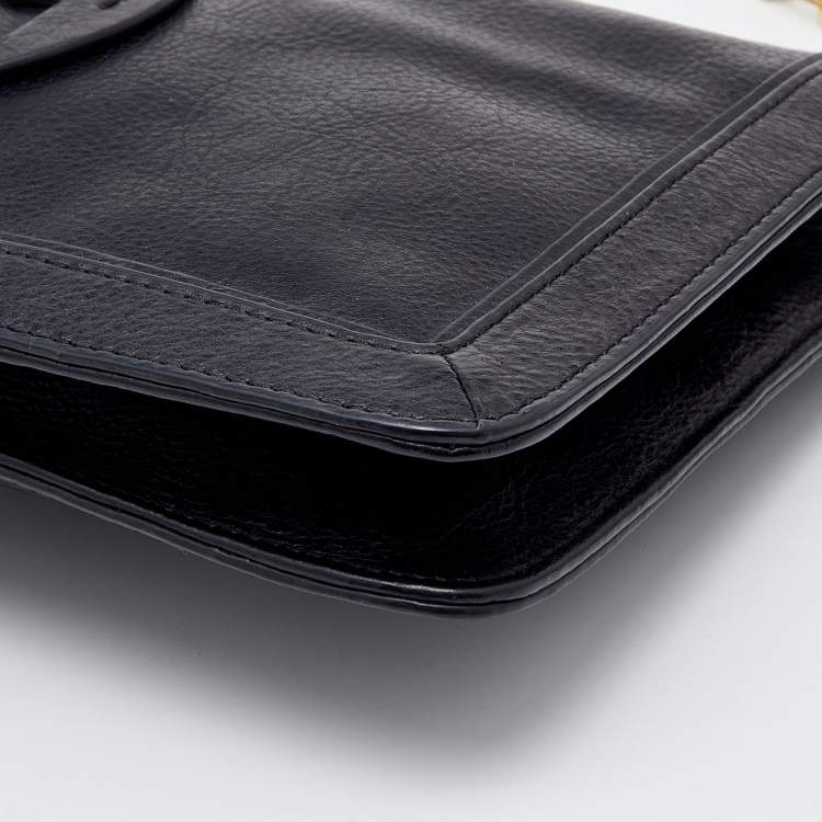 مملوكة مسبقًا Tory Burch Black Leather Reva Flap Shoulder Bag
