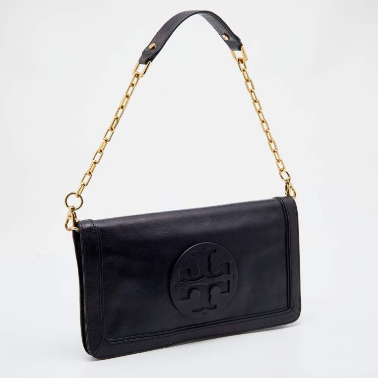 مملوكة مسبقًا Tory Burch Black Leather Reva Flap Shoulder Bag