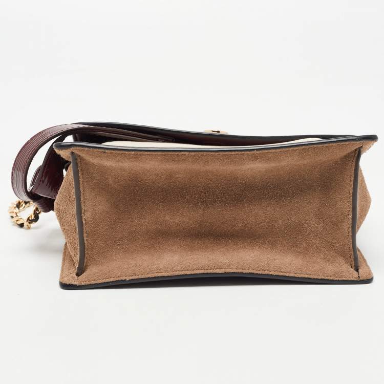 Pre Owned Tory Burch Multicolor Leather and Suede Mixed Material Robinson Shoulder Bag