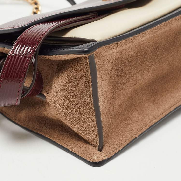 Pre Owned Tory Burch Multicolor Leather and Suede Mixed Material Robinson Shoulder Bag