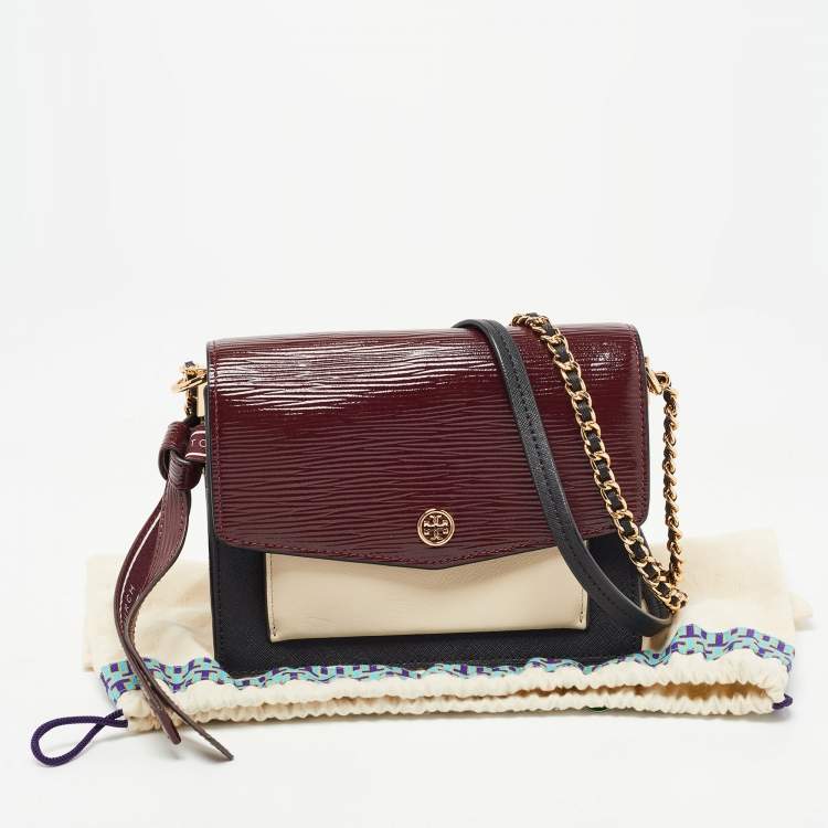 Pre Owned Tory Burch Multicolor Leather and Suede Mixed Material Robinson Shoulder Bag