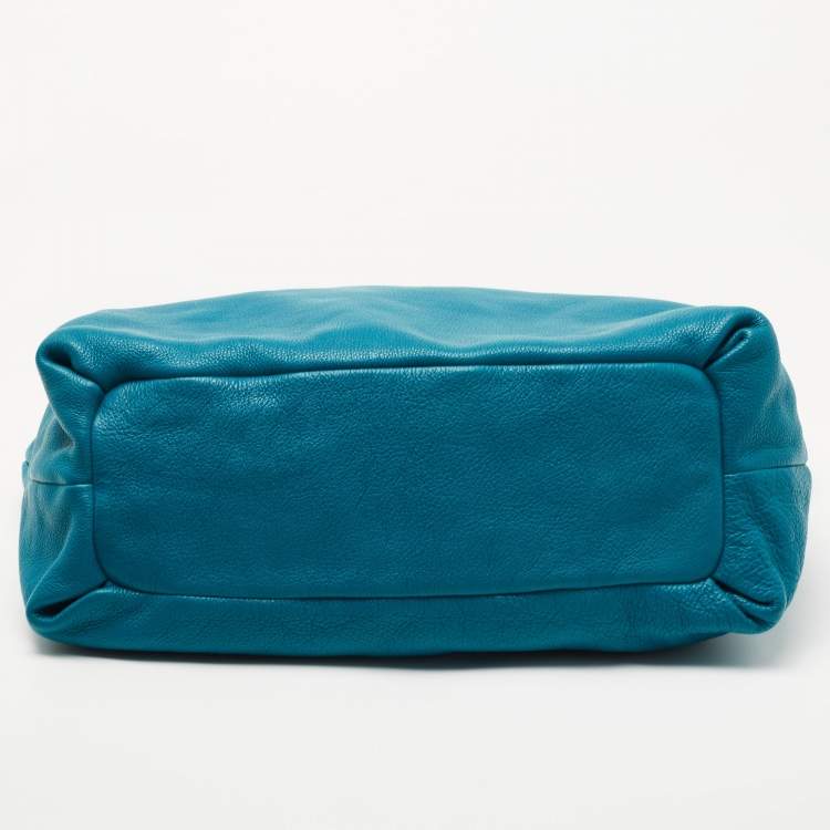 Pre Owned Tory Burch Green Leather  Whipstitch Marion Tote