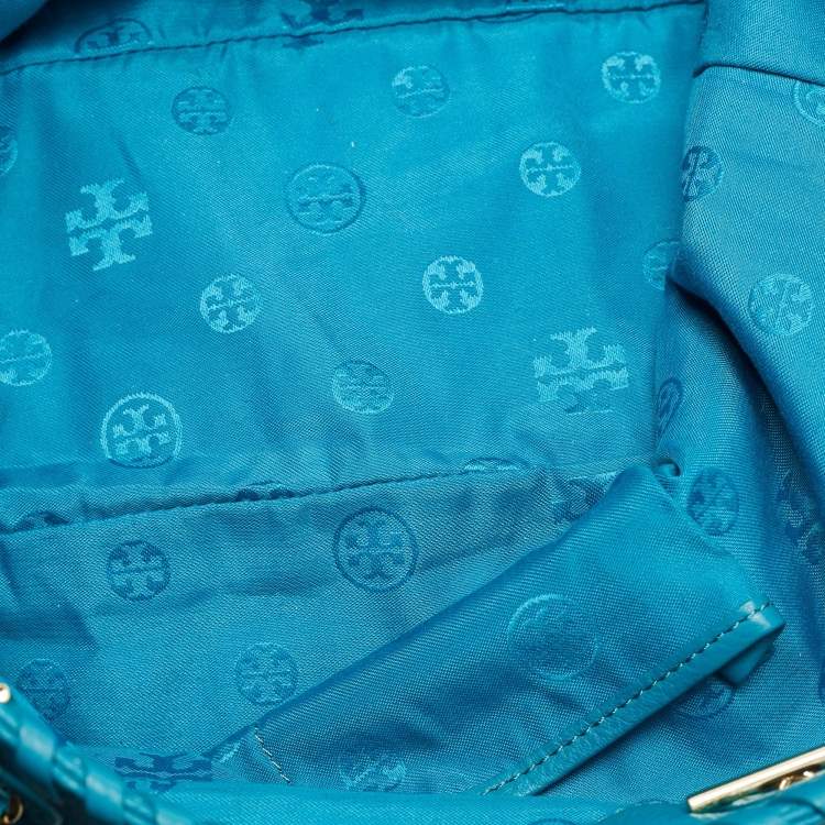 Pre Owned Tory Burch Green Leather  Whipstitch Marion Tote