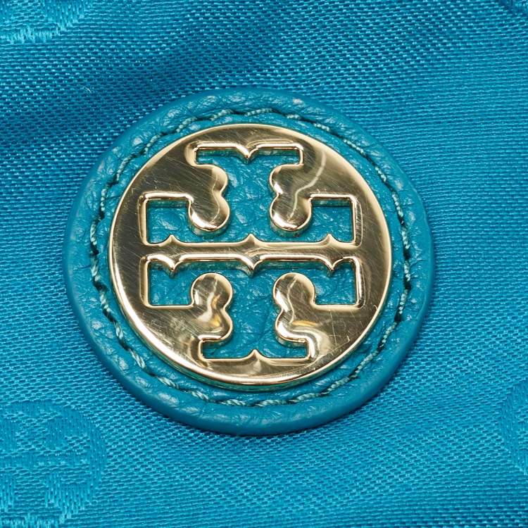 Pre Owned Tory Burch Green Leather  Whipstitch Marion Tote