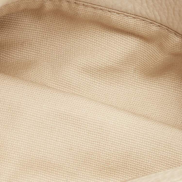 Pre Owned Tory Burch Off White Leather Robinson Flap Crossbody Bag