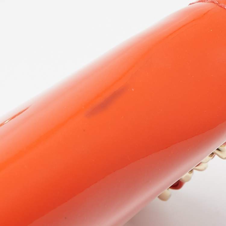 Pre Owned Tory Burch Orange Patent Leather Adalyn Crossbody Bag