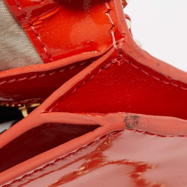 Pre Owned Tory Burch Orange Patent Leather Adalyn Crossbody Bag