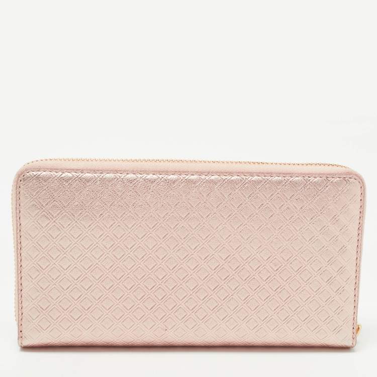 Pre Owned Tory Burch Rose Gold Diamond Quilted Leather Fleming Continental Wallet