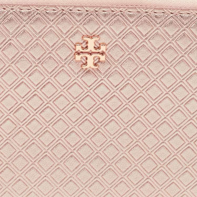 Pre Owned Tory Burch Rose Gold Diamond Quilted Leather Fleming Continental Wallet
