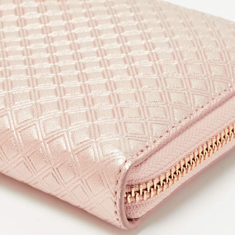 Pre Owned Tory Burch Rose Gold Diamond Quilted Leather Fleming Continental Wallet