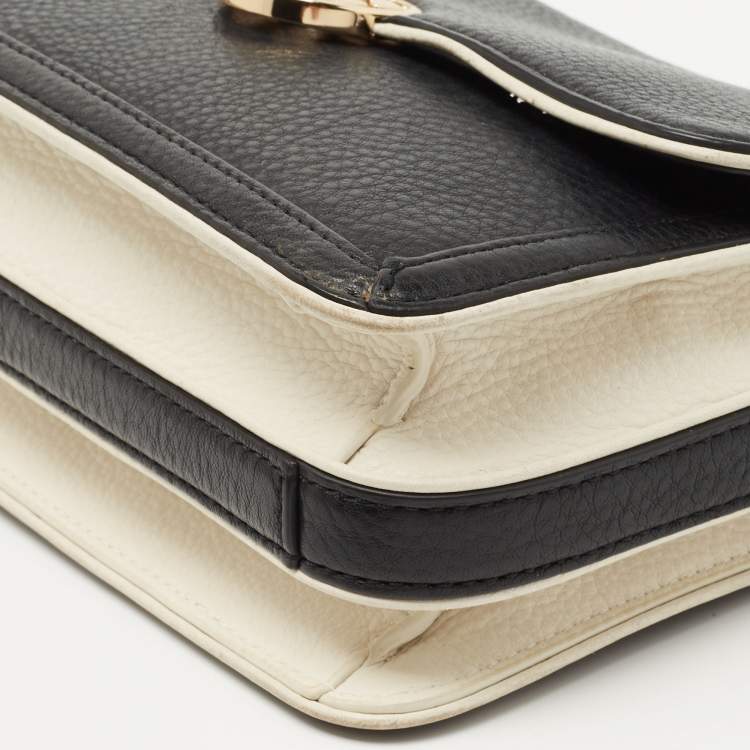 Pre Owned Tory Burch Black/Cream Leather Chelsea Shoulder Bag