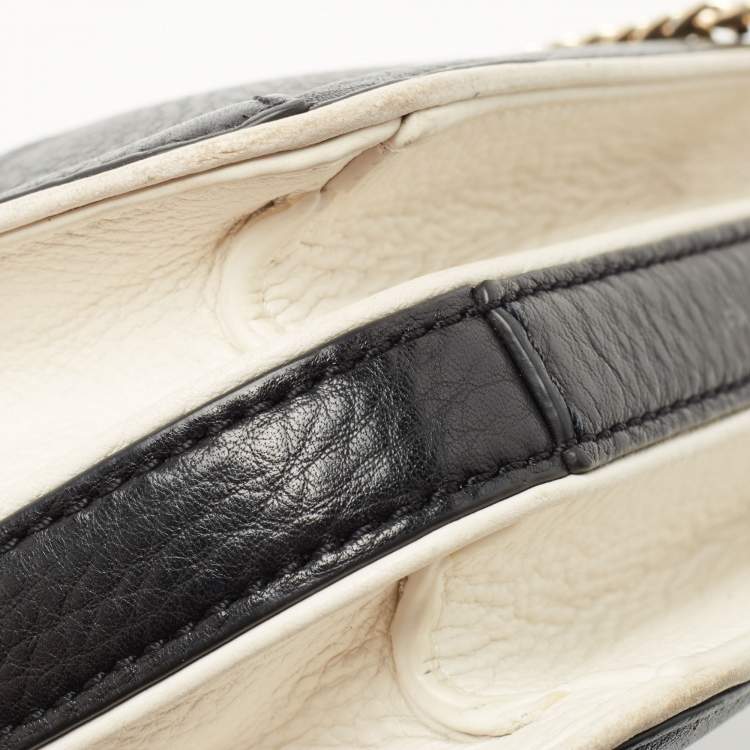 Pre Owned Tory Burch Black/Cream Leather Chelsea Shoulder Bag