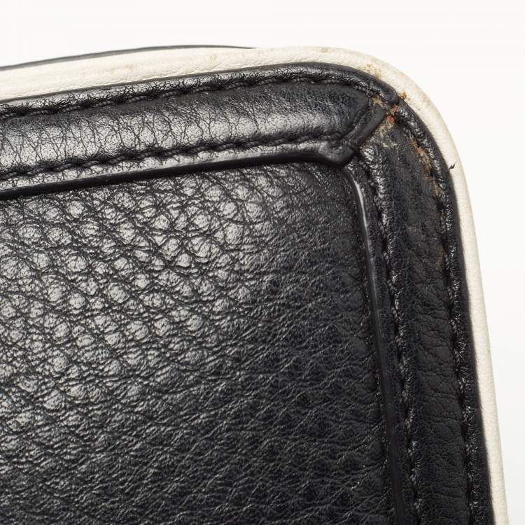 Pre Owned Tory Burch Black/Cream Leather Chelsea Shoulder Bag