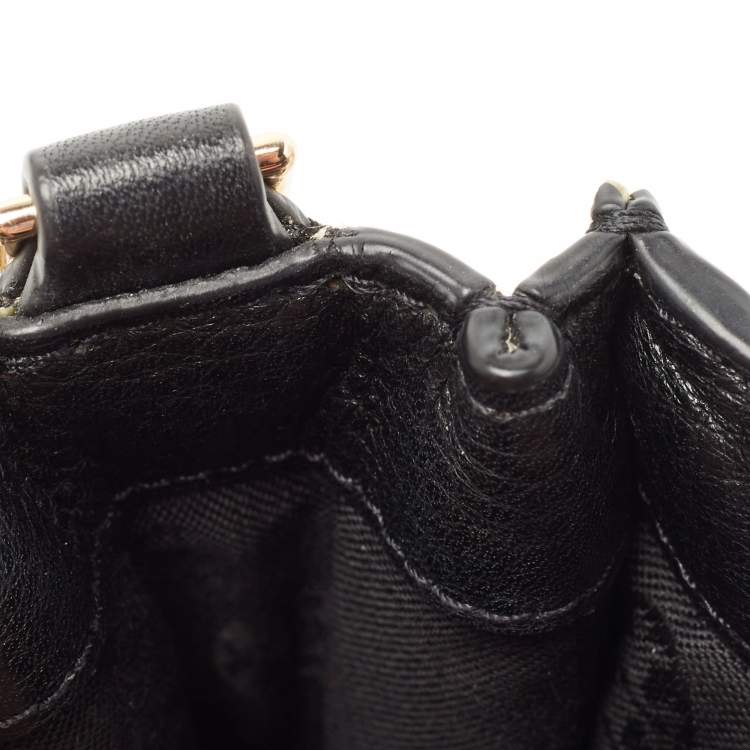 Pre Owned Tory Burch Black/Cream Leather Chelsea Shoulder Bag