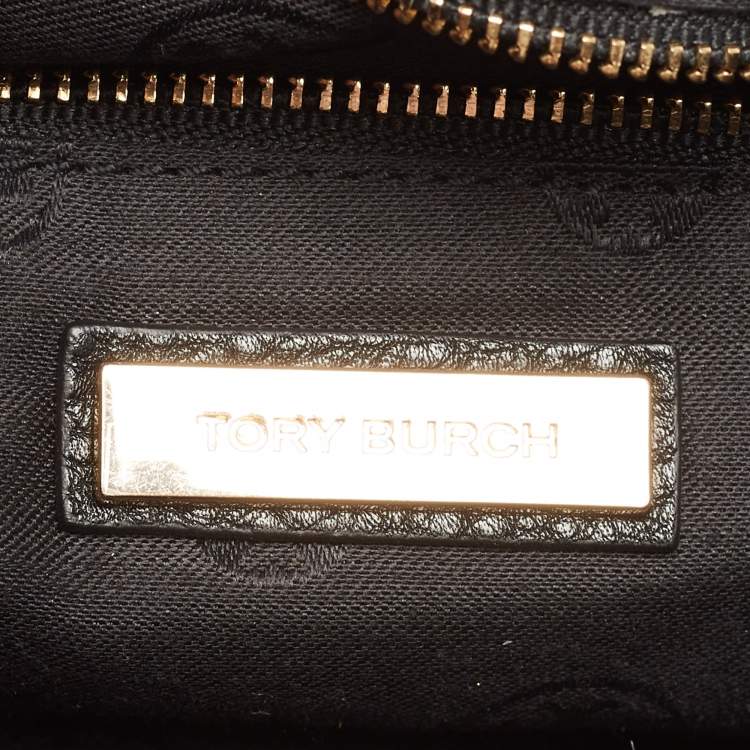 Pre Owned Tory Burch Black/Cream Leather Chelsea Shoulder Bag